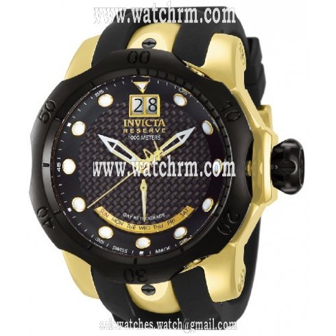 Invicta Reserve Venom Black Carbon Fiber Dial Gold-tone Men's Watch 13852