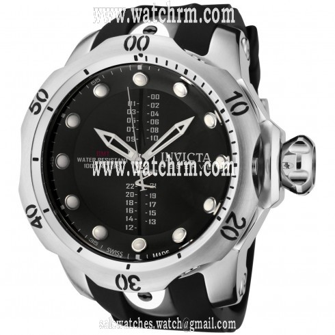 Invicta Reserve Venom Black Dial Black Rubber GMT Sport Men's Watch 0804