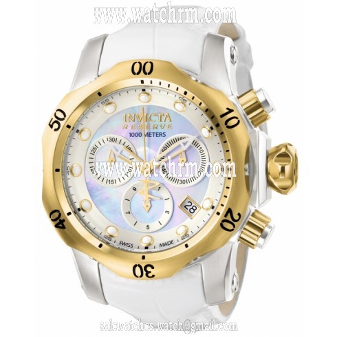 Invicta Reserve Venom III White Dial Chronograph White Leather Ladies Watch 0951