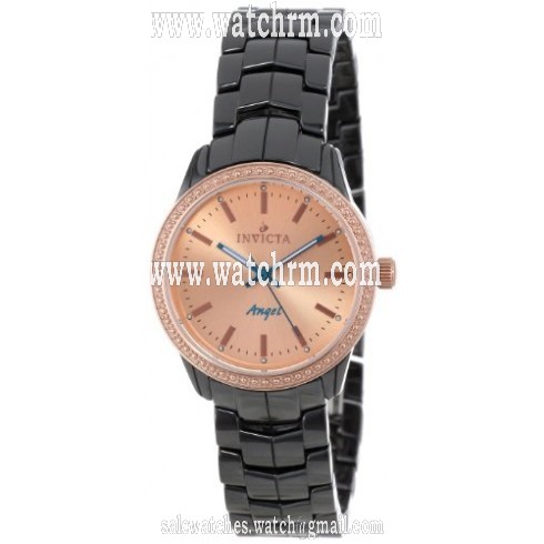 Invicta Rose Dial Black Ceramic Ladies Watch 14914