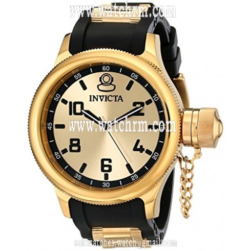 Invicta Russian Dive Gold and Black Dial Black Polyurethane Men's Watch 1438