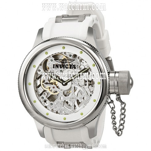 Invicta Russian Diver Automatic Skeleton Dial White Rubber Men's Watch 12115