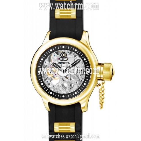 Invicta Russian Diver Black Skeleton Dial Black Rubber Men's Watch 17264