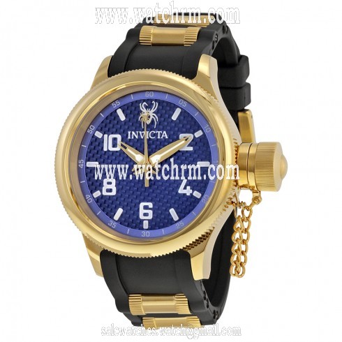 Invicta Russian Diver Blue Carbon Fiber Dial Black Polyurethane Men's Watch 17947