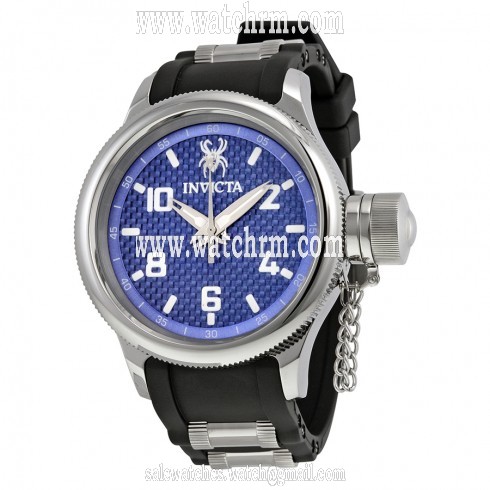 Invicta Russian Diver Blue Glass Fiber Dial Black Polyurethane Men's Watch 17945