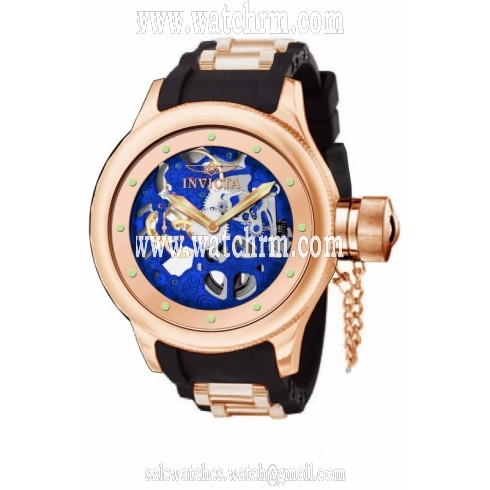 Invicta Russian Diver Blue Skeletal Dial Gold-tone PVD Men's Watch 80122