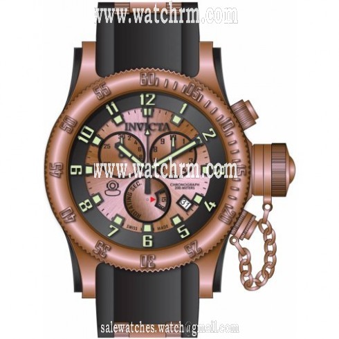 Invicta Russian Diver Chronograph Black and Rose Dial Black Polyurethane Men's Watch 15569