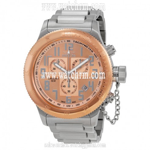 Invicta Russian Diver Chronograph Black Dial 18kt Rose Gold Ion-plated Men's Watch 15557