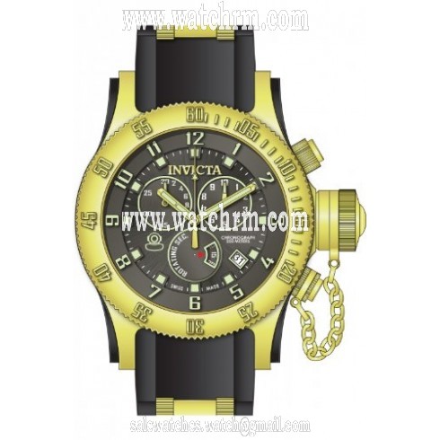 Invicta Russian Diver Chronograph Black Dial Black Polyurethane Men's Watch 15564