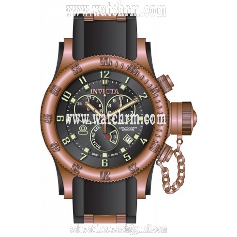 Invicta Russian Diver Chronograph Black Dial Black Polyurethane Men's Watch 15567