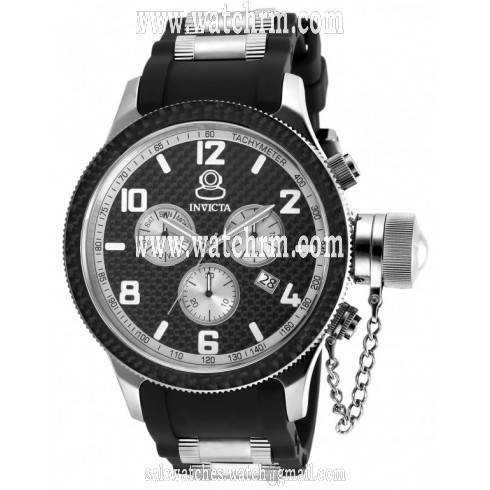 Invicta Russian Diver Chronograph Black Dial Black Polyurethane Stainless Steel Men's Watch 17817