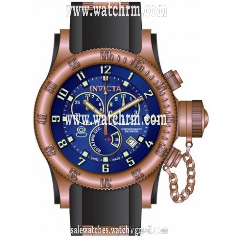 Invicta Russian Diver Chronograph Blue Dial Black Polyurethane Men's Watch 15568