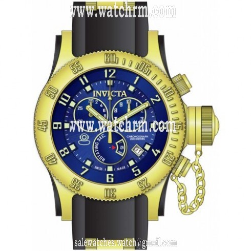 Invicta Russian Diver Chronograph Blue Dial Brown Polyurethane Men's Watch 15563