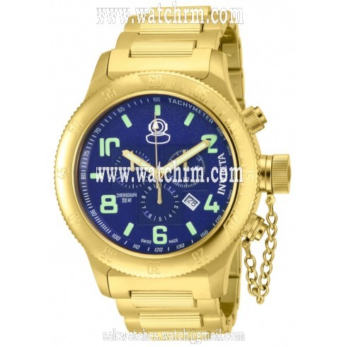 Invicta Russian Diver Chronograph Blue Dial Gold Ion-plated Men's Watch 15474