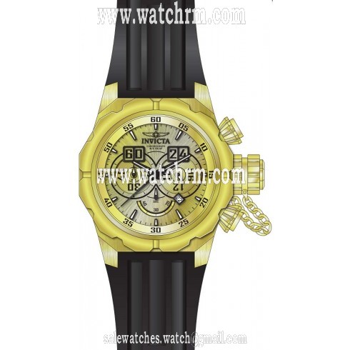 Invicta Russian Diver Chronograph Gold Dial Black Silicone Men's Watch 21628