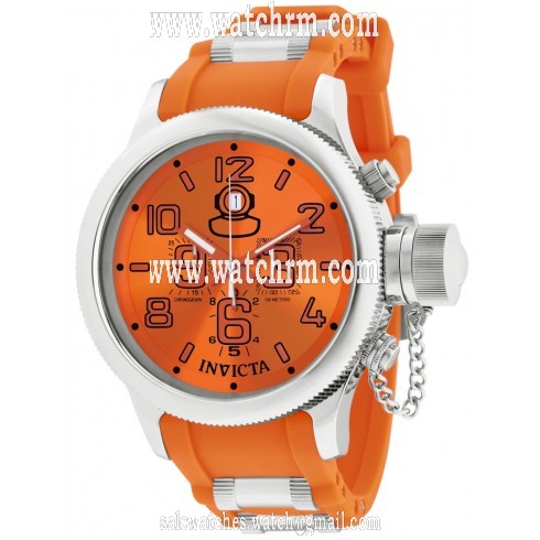 Invicta Russian Diver Chronograph Orange Dial Orange Rubber Men's Watch 1346