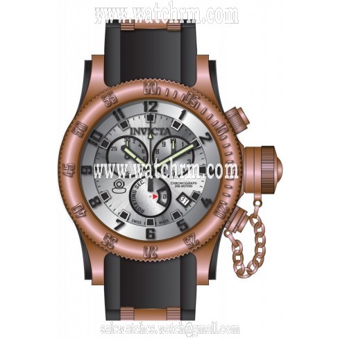 Invicta Russian Diver Chronograph Silver Dial Black Polyurethane Men's Watch 15566