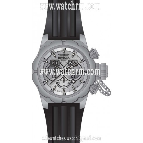 Invicta Russian Diver Chronograph Silver Dial Black Silicone Men's Watch 21633