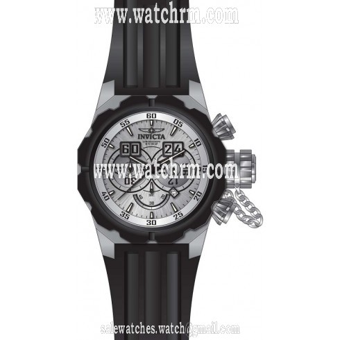Invicta Russian Diver Chronograph Silver Dial Black Silicone Men's Watch 21677