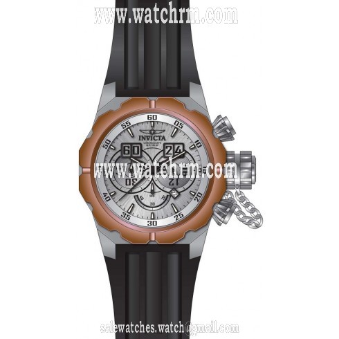 Invicta Russian Diver Chronograph Silver Dial Black Silicone Men's Watch 21679