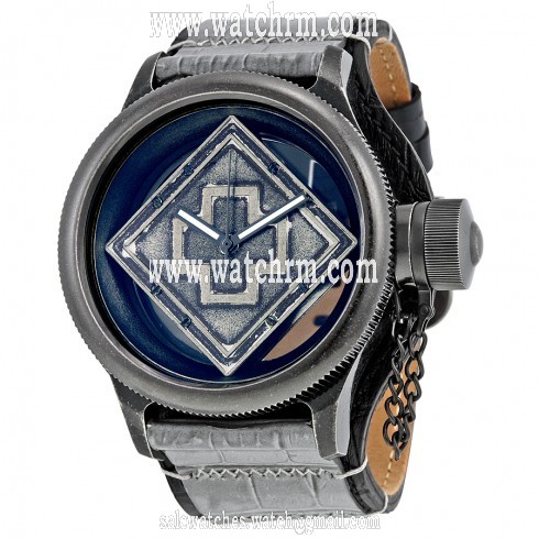 Invicta Russian Diver Distressed Sone and See-thru Dial Stone and Black Leather Swiss Quartz Men's Watch 17647