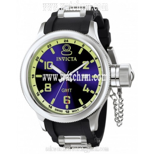 Invicta Russian Diver GMT Blue Dial Black Polyurethane Men's Watch 6610