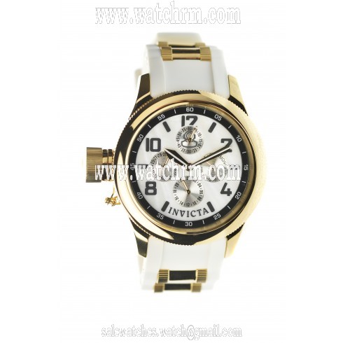 Invicta Russian Diver Gold Dial White Rubber Mid-Size Watch 1815