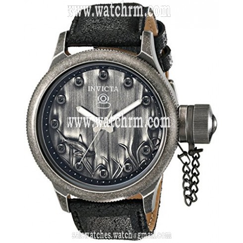 Invicta Russian Diver Matte Black Dial Black Leather Men's 17167