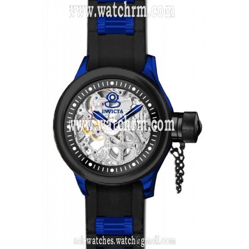 Invicta Russian Diver Mechanical Black Skeleton Dial Black Polyurethane Men's Watch 17268
