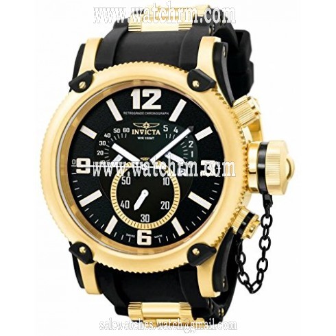Invicta Russian Diver Retro Chronograph Black Dial Black Polyurethane Men's Watch 5670