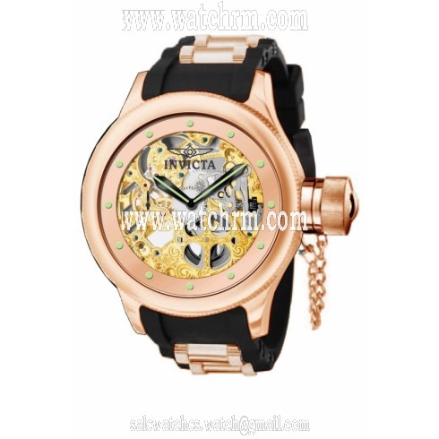 Invicta Russian Diver Rose Gold-tone Skeletal Dial Gold-tone PVD Men's Watch 80121
