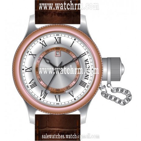 Invicta Russian Diver Silver-tone Dial Brown Leather Band Men's Watch 14079