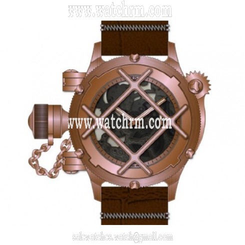 Invicta Russian Diver Skeleton Dial Brown Leather Men's Watch 14628
