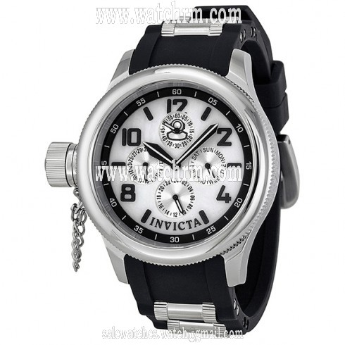 Invicta Russian White Dial Black Rubber Mid Size Watch 1810