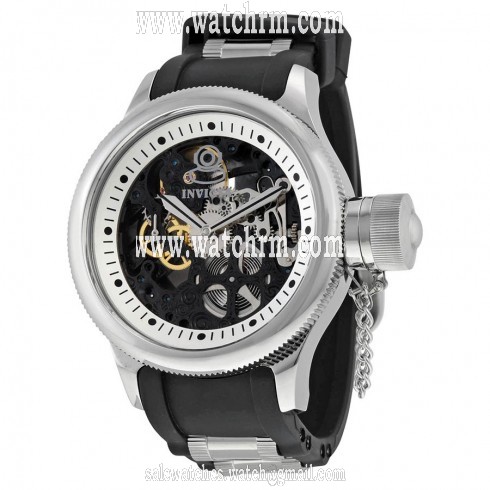Invicta Russion Diver Black Skeleton Dial Black Polyurethane Men's Watch 17263