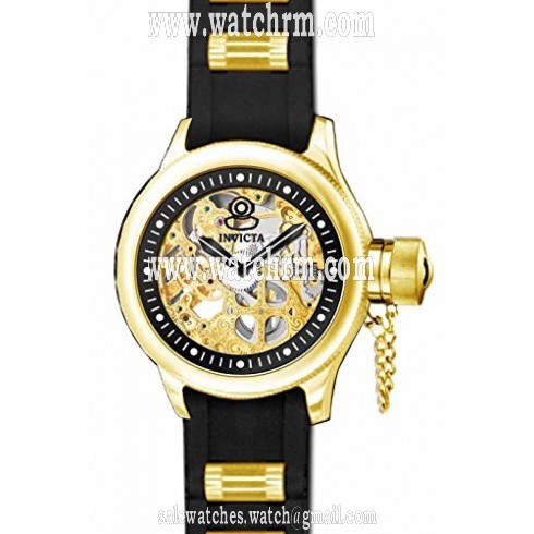 Invicta Russion Diver Black Skeleton Dial Black Polyurethane Men's Watch 17265