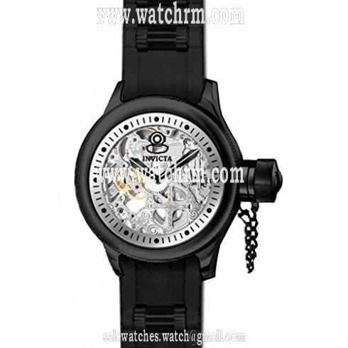 Invicta Russion Diver Silver Skeleton Dial Black Polyurethane Men's Watch 17276