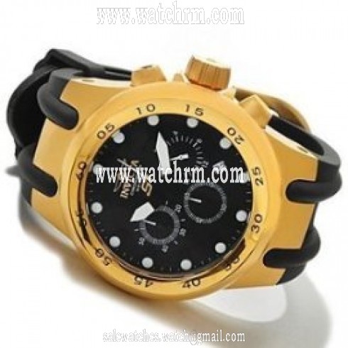 Invicta S1 Aviation Black Rubber Black Dial Gold Tone Case Men's Watch 1509