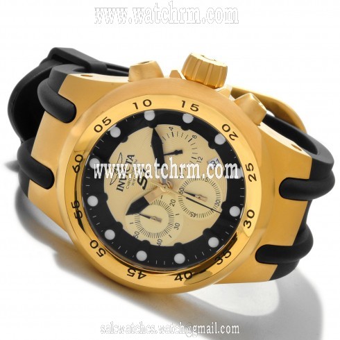 Invicta S1 Aviation Chronograph Black and Gold Dial Black Rubber Men's Watch 1511