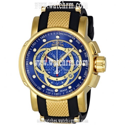 Invicta S1 Chronograph Blue Dial Black Leather Men's Watch 0897