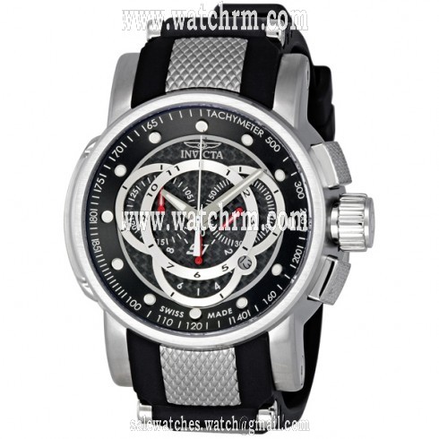 Invicta S1 Black Dial Chronograph Tachymeter Black Rubber Strap Men's Watch 0893