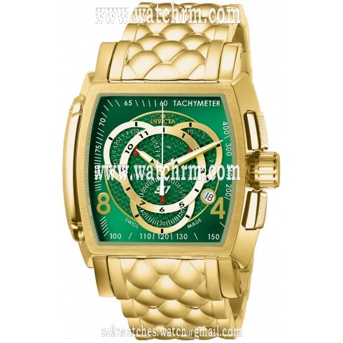 Invicta S1 Collection Chronograph Green Dial 18kt Gold-Plated Stainless Steel Watch 6465