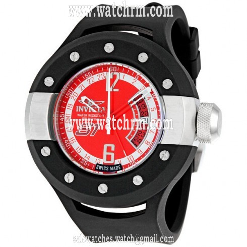 Invicta S1 Collection Rally GMT Red Dial Black Rubber Men's Watch 6844