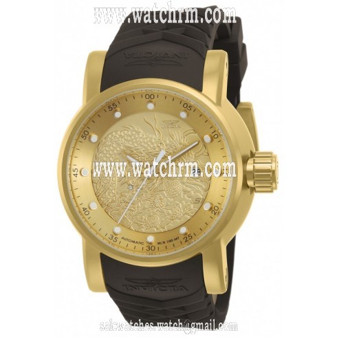 Invicta S1 Rally Automatic Gold Dial Brown Leather Men's Watch 12790