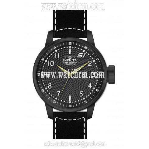 Invicta S1 Rally Black Dial Black Leather Men's Watch 19619