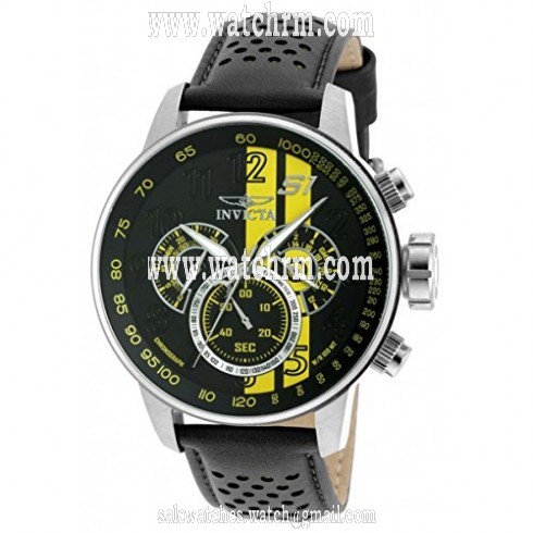 Invicta S1 Rally Black (Yellow Accented) Dial Black Leather Men's Watch 19899