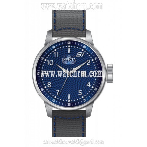 Invicta S1 Rally Blue Dial Grey Leather Men's Watch 19613