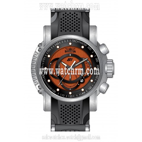 Invicta S1 Rally Chronograph Black and Orange Carbon Fiber Dial Stainless Steel and Black Polyurethane Men's Watch 19322