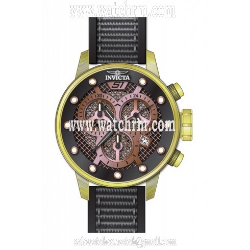 Invicta S1 Rally Chronograph Black and Rose Dial Black Nylon Men's Watch