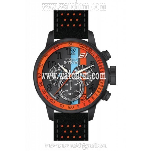 Invicta S1 Rally Chronograph Black Dial Black and Orange Leather Men's Watch 19288